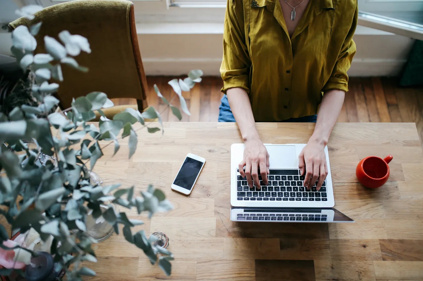 Woman working on laptop